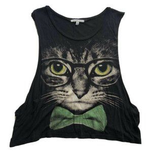 Small Cat Wearing Glasses Muscle Tee Womens Charlotte Russe